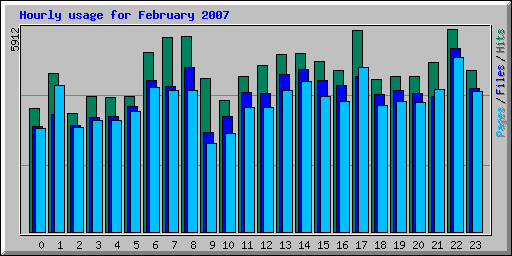 Hourly usage for February 2007