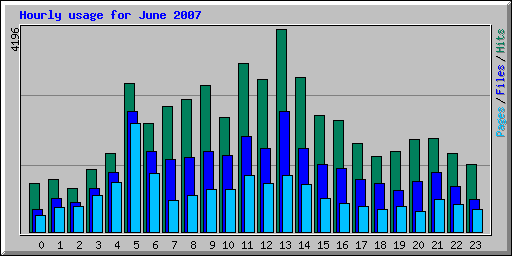 Hourly usage for June 2007