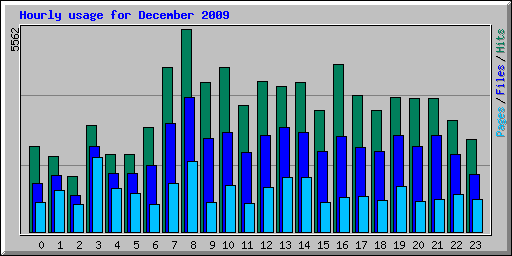 Hourly usage for December 2009